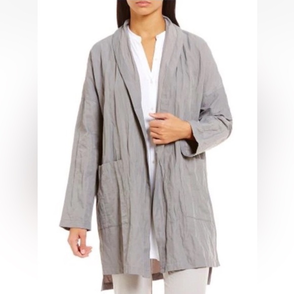 Eileen Fisher Jackets & Blazers - Eileen Fisher Organic Cotton Open Front Jacket Cardigan Beige Lagenlook S/P*H2